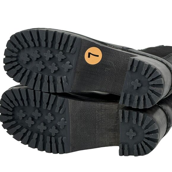 Mia Women's Justina Clog Boots Black Size 7 NEW Chunky Real Wood Sole Retro 90s - Picture 8 of 10